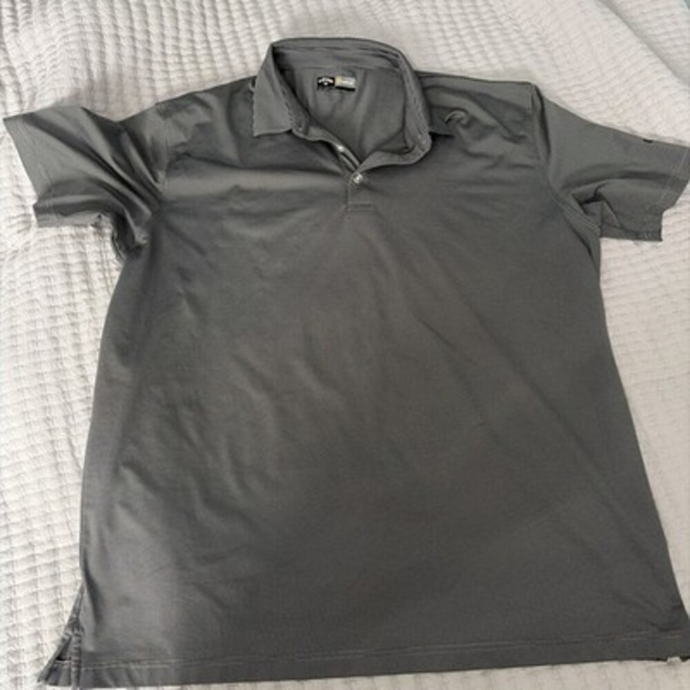 Callaway Opti-Dri Golf Polo Mens XXL Gray White Pinstripe Moisture Wick SS Golf